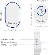 wesstun Wireless Doorbell Waterproof Kit 39 Chimes 5 Volume Levels White view 2