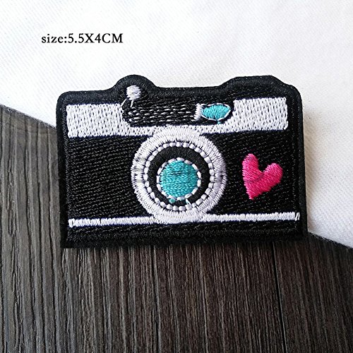 XUNHUI Cute Camera Embroidered Patch for Clothing Iron on Sew Applique Cute Patch Fabric Badge Garment DIY Apparel Accessories 6 Pieces