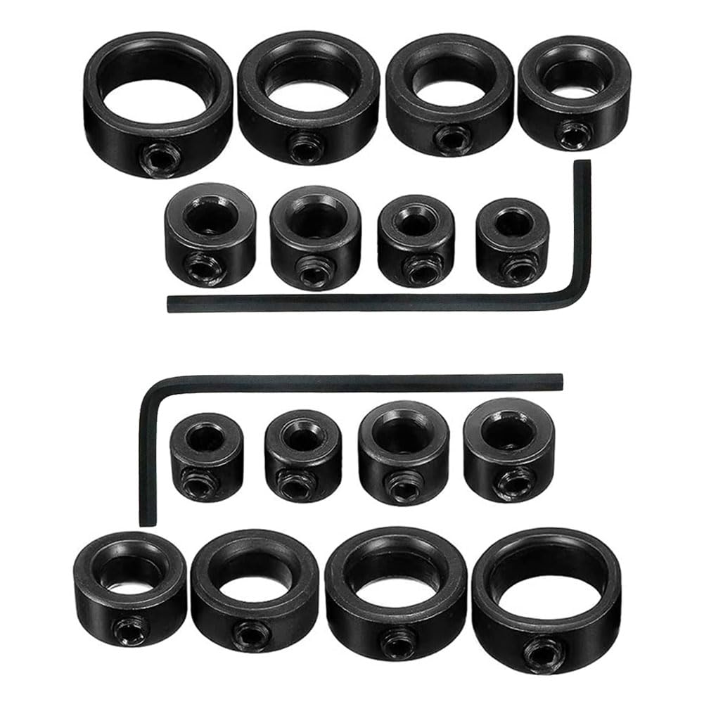 Teocpai 16 x Depth Stop Collars Ring Positioner with 2 x Hexagonal Keys Drilling Depth Stop Ring 3/4/5/6/8/10/12/16 mm