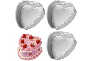 LOLYSIC 8 Inch Heart Shaped Cake Pans, Aluminum Alloy Heart Cake Pans, Heat-Resistant Baking Cake Pan DIY Baking Mold Tool fo