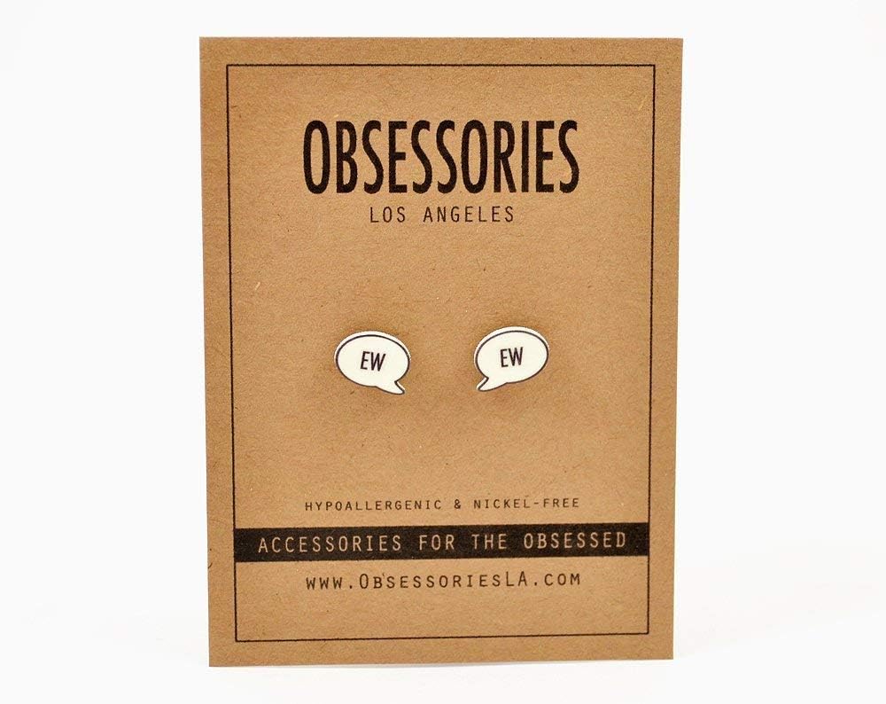 Handmade Ew Speech Bubble Stud Earrings
