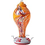 SYEENIFY Hummingbird Feeder,Blown Glass Hummingbird Feeders for Outdoors, 36 Ounces