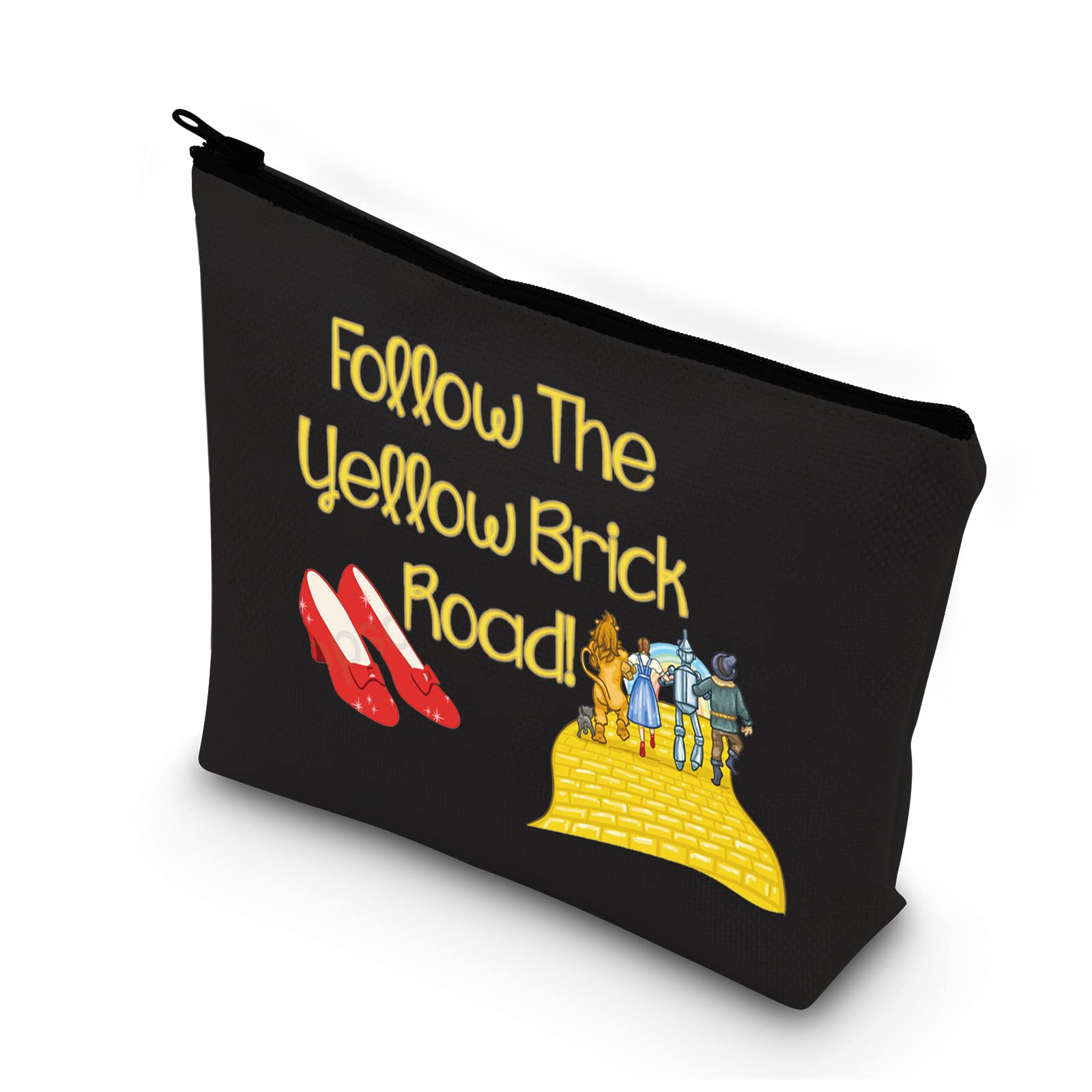 BDPWSS Follow The Yellow Brick Road Makeup Bag For Daughter Graduation Gifts Ruby Nerd Gift Ruby Red Slippers Cosmetic Bag, Follow yellow brick road bl