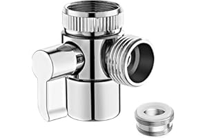 HOMFANSEEC G1/2 Shower Diverter Valve 3 Way Kitchen Tap Diverter,3 Way T-Adapter Shower Head Diverter Valve for Bath Mixer Tap,Shower Attachment,Universal Sink M22 M24 Adapter Zinc Alloy(Silver)