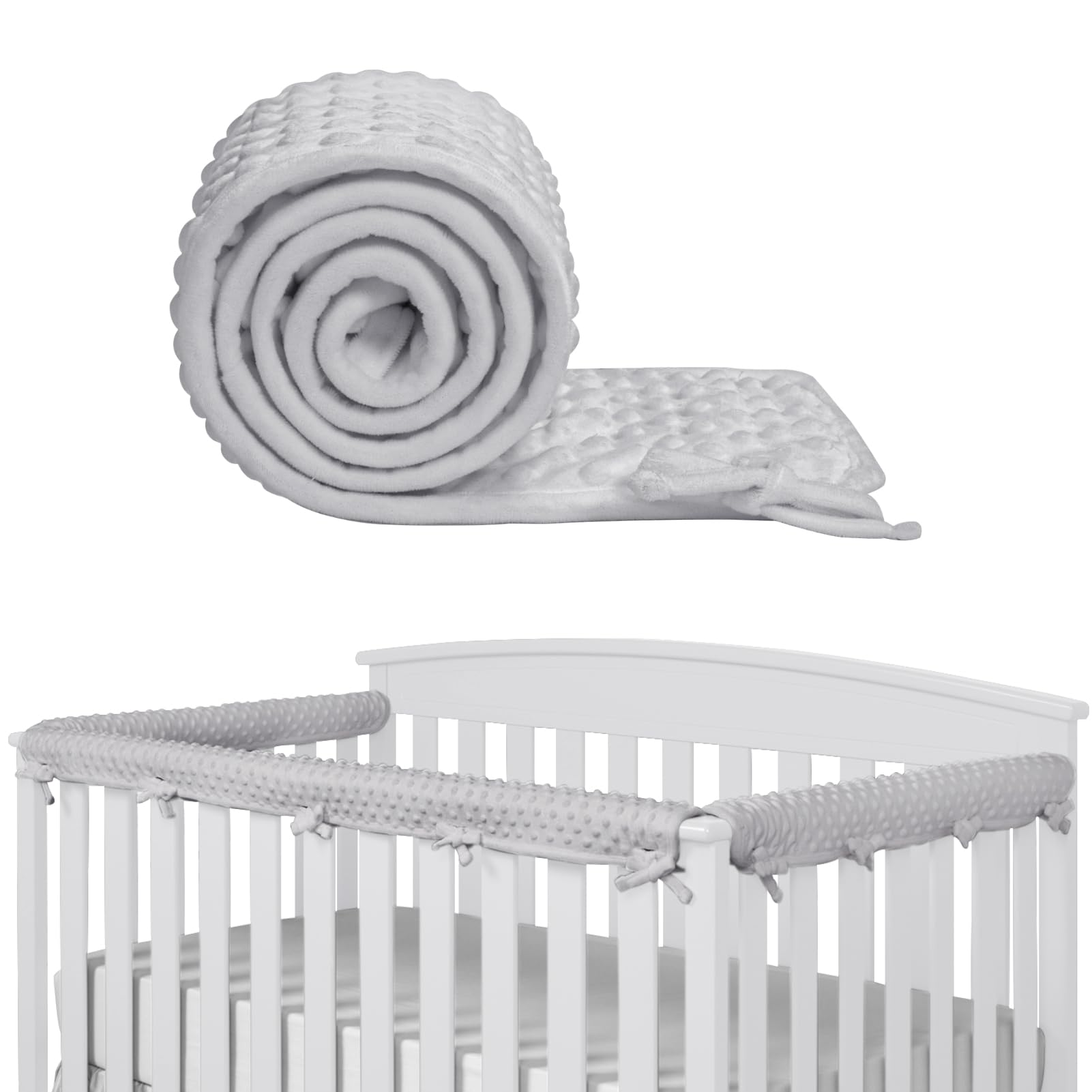 IULONEE 3pcs Baby Rail Cover Protector Set Kids Bed Rails 128x18cm/68x18cm Teething Guard Wrap Fits Side and Front Rails Bed Guardrail Protection (Grey)