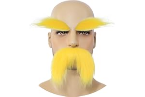 TWAYFEL Self Adhesive Fake Mustache and Eyebrows False Facial Hair Costume Accessories for Adults Novelty Halloween
