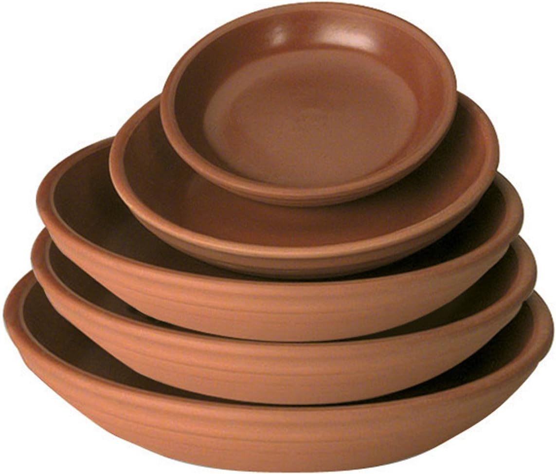 New England Pottery Inside Glazed Saucer for Plants, 9-Inch, Terra Cotta