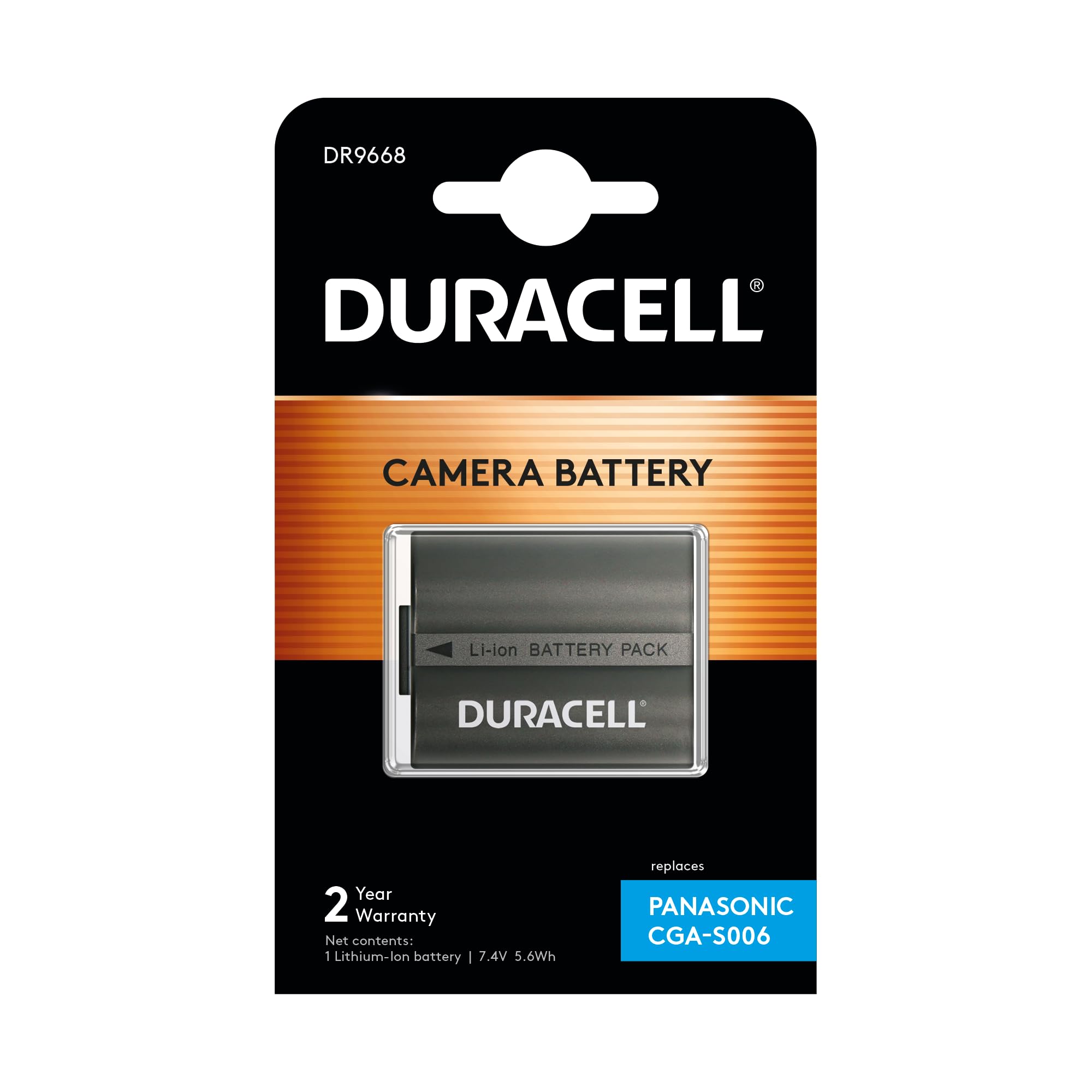 Duracell Replacement Digital Camera Battery For Panasonic CGA-S006 , Black
