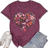 Flower Tshirts Shirts for Women Cute Dandelion Tshirt Casual Short Sleeve Wildflower Floral Heart Print Graphic Tee Tops
