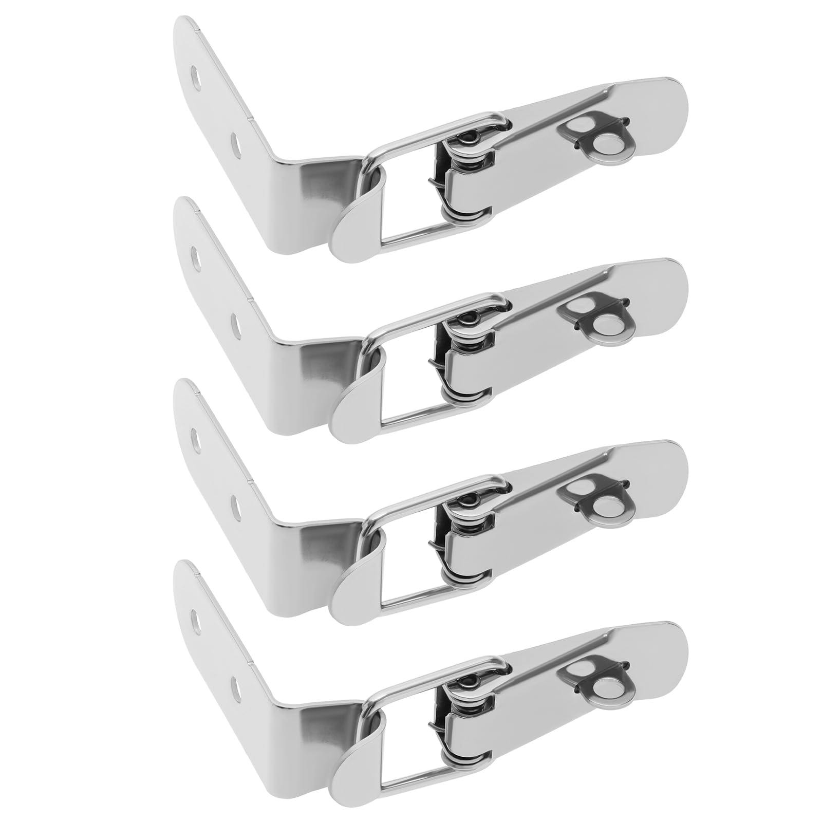 eMagTech 4pcs 90 Degree Right Angle Door Lock Buckle Safety Door Lock Bolt for Toolbox Wooden Box Small Box Wooden Fence Silver (with Lock Bolt)