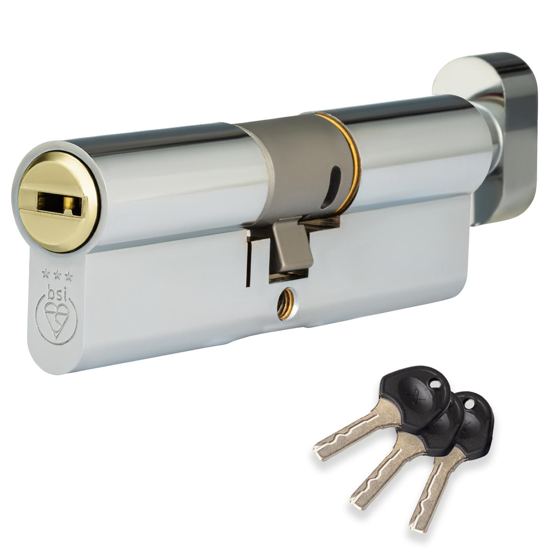 XFORT Colossus Dual Finish 3 Star Kitemarked Thumb Turn Euro Cylinder Lock 45EX/45T (90mm), British Standard TS007 Anti-Snap Barrel Lock, Upvc Door Lock.