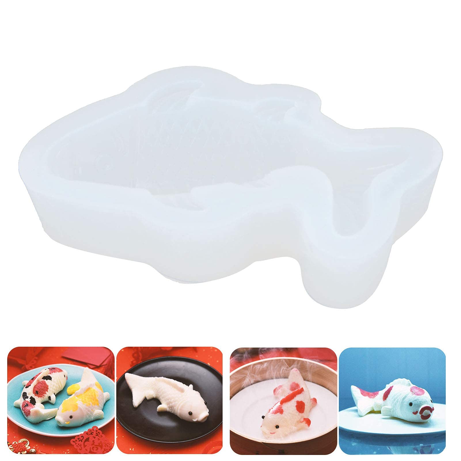 Fish Silicone Resin Molds, Koi Shaped Chocolate Baking Mould for DIY Fondant Cake Ice Cream Making Handcraft Tools 1.5 x 6.3in