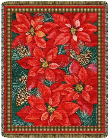 Poinsettia Tapestry Throw