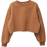 Amazhiyu Women Cropped Sweatshirt Long Sleeves Pullover Fleece Crop Tops
