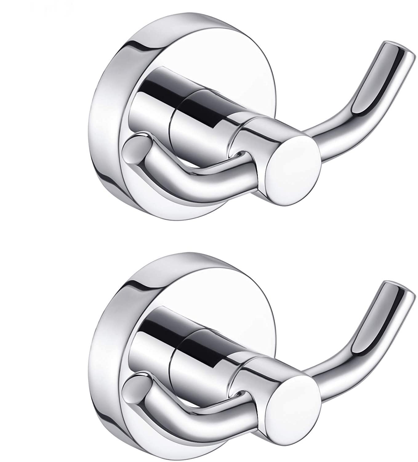 MARMOLUX Acc - 2pack Chrome Bathroom Hooks for Towels | Modern Double Towel Hook Design Ideal for use as Robe & Towel Hooks, Shower Wall Hooks or Kitchen Hooks | Towel Holder Double Hook Design.