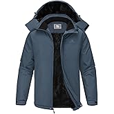 CAMEL CROWN Men's Winter Ski Jacket Mountain Snow Coats Waterproof Detachable Hood Windproof Fleece Rain Jackets