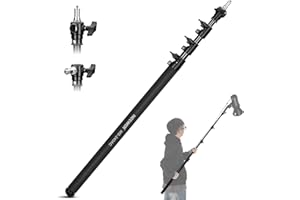 NEEWER 7.9ft/240cm Air Cushion Boom Pole, 4 Section Telescopic Foldable Portable Boom with 1/4" 3/8" 5/8" Spigot, 3 Way Inter