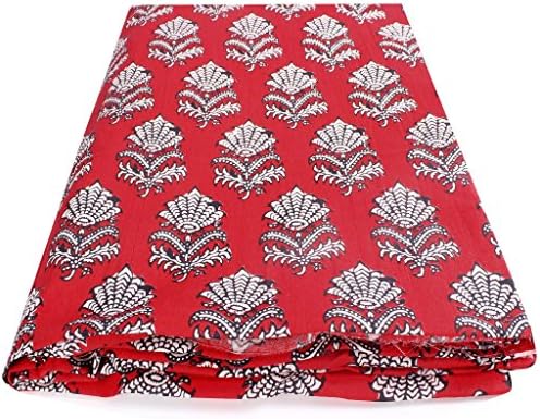 BANARSI DAS Floral Print Jaipuri Fabric Handmade Sanganeri Cotton Fabric Indian Hand Block Print Fabric 2.5 Meter