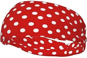 ASYG Red White Black Polka Dots Headbands Women Men Fashion Polka Dots Sports Sweatband for Running, Cycling, Yoga