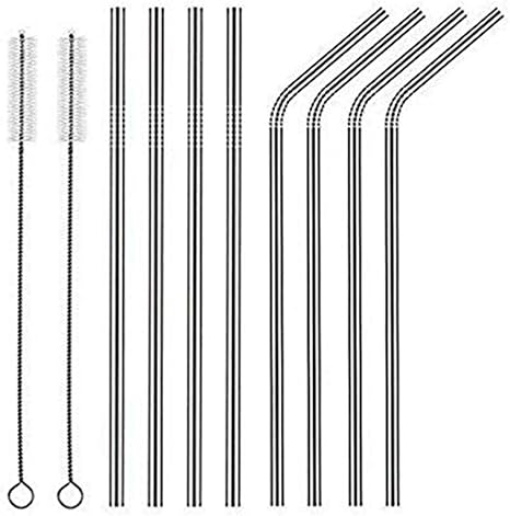 Amazon ステンレスストロー 再利用可能 超軽量 ステンレススチール製ストロー 2個 洗浄ブラシセット シリコンヒント8 個 18pcs 4曲がった4直 ストロー オンライン通販
