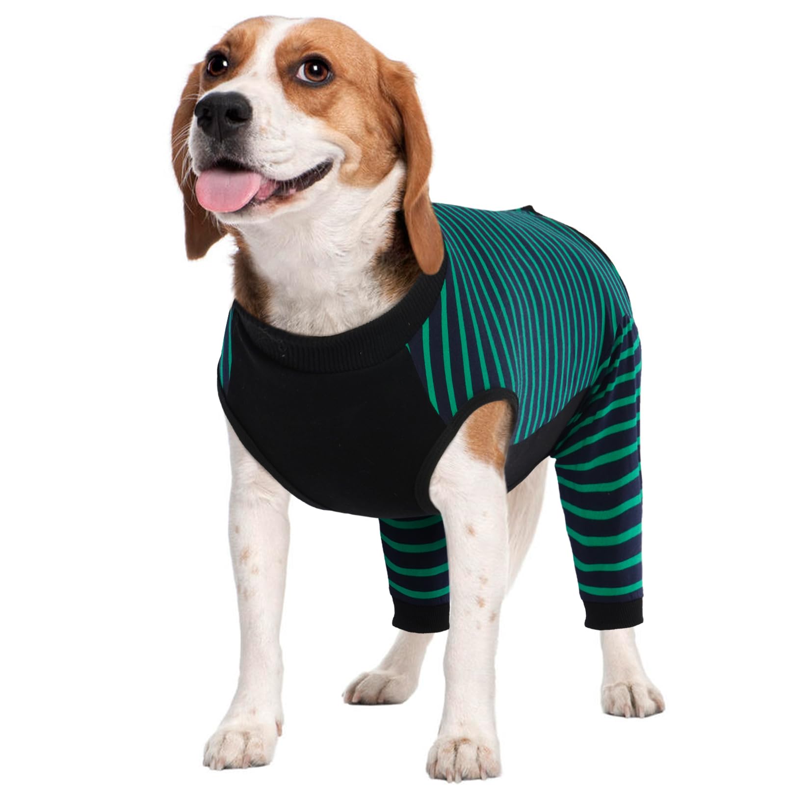 Kuoser Dog Surgery Recovery Suit Female Male, Dogs Surgical Suit with Body Sleeve Hind Legs to Prevent Licking Bite, Dog Bodysuit with Leg Braces Wound Cover, Green L — image 1