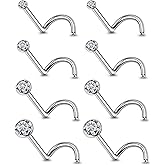 Lsnevsie 18G 20G 22G Astm F136 Titanium Nose Rings Studs Piercing Jewelry for Women Men Nose Nostril Piercing Jewelry Diamond Clear CZ 1.5mm 2mm 2.5mm 3mm 4 Pair