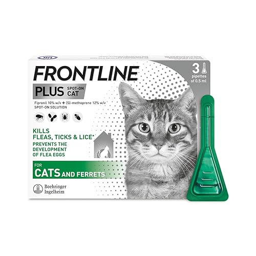 FRONTLINE Plus Flea & Tick Treatment for Cats and Ferrets - 3 Pipettes