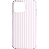 Elegant Pink White Stripes Retro Stripy Lines Beach Pattern Case for iPhone 16 Pro Max