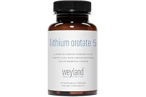 WEYLAND BRAIN NUTRITION Lithium Orotate - 5mg of Elemental Lithium per Vegetarian Capsule