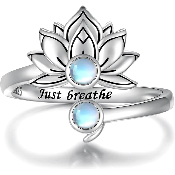 LOVECOM Lotus Flower Ring - 925 Sterling Silver Inspirational Promise Ring With Cubic Zirconia