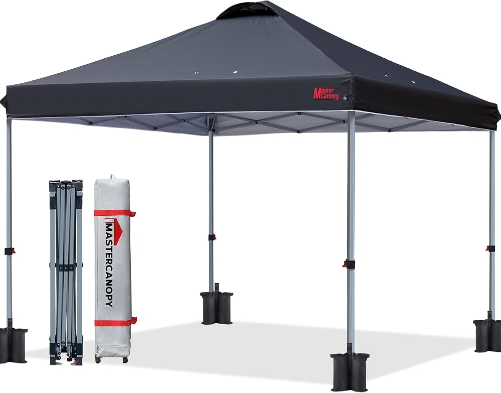 MasterCanopy Durable Ez Pop-up Gazebo Tent 2.5x2.5M Black with Roller Bag