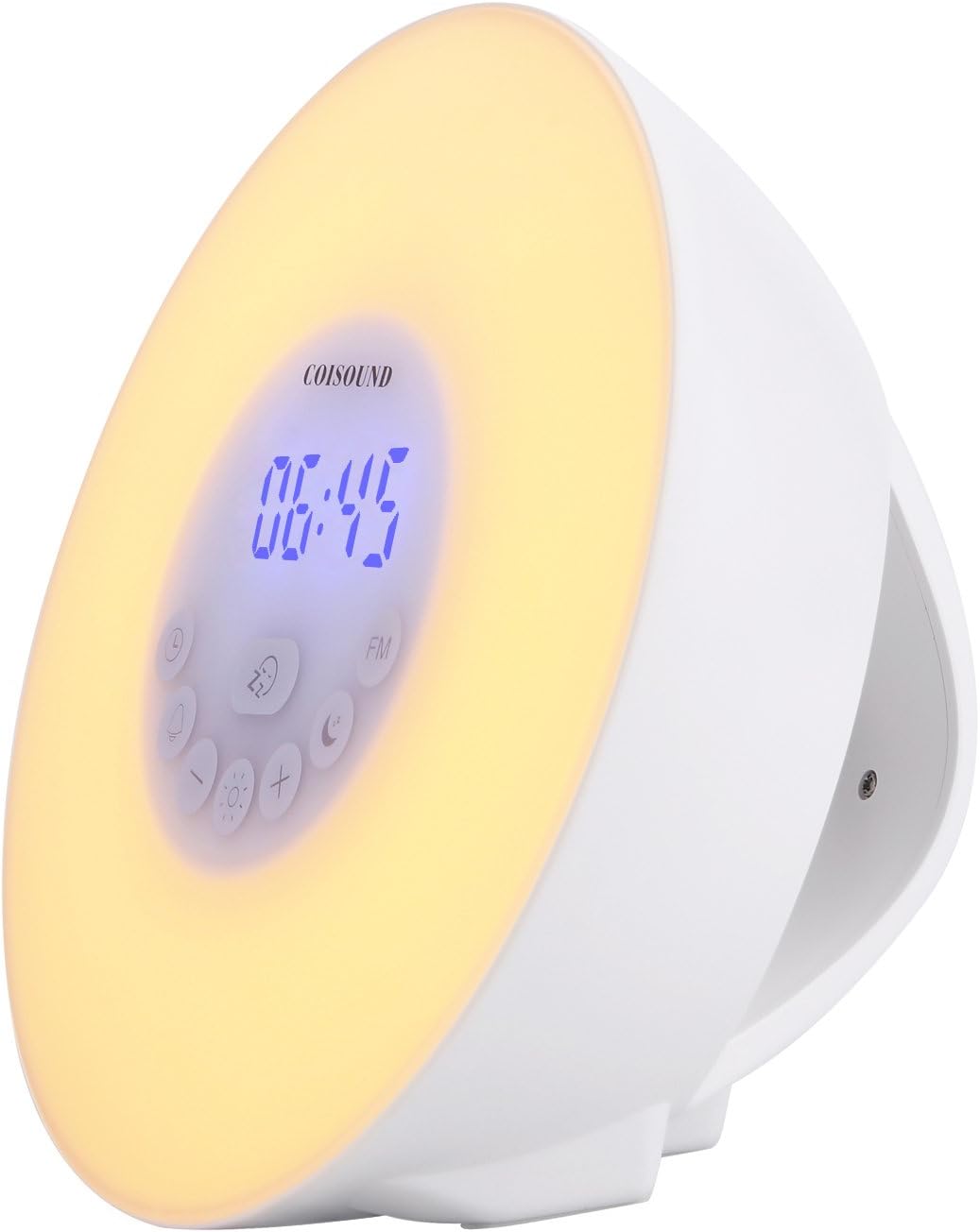 Digital Sunrise Radio Alarm Clock with Wakup Light, Rechargeable Battery, Nature Sound, 7 Colors Night Lights, AM/FM Radio, Adjustable Brightness, Sleep Timer & More for Home/Travel by Coisound