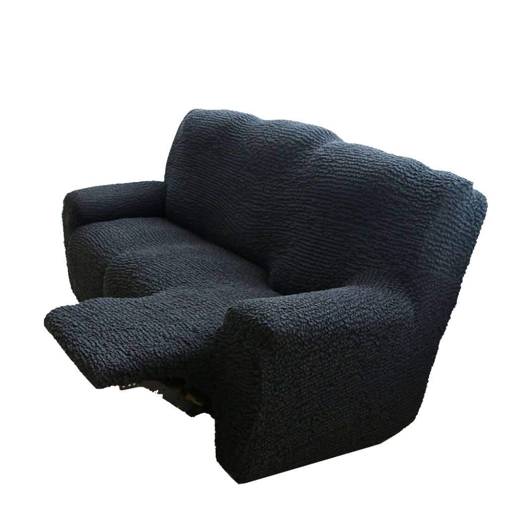 MO&SU Stretch Reclining Sofa Slipcover, High Elastic Sofa Cover Non-Slip Furniture Protector for 3 Cushion Couch Recliner-Black-Sofa 210-240cm