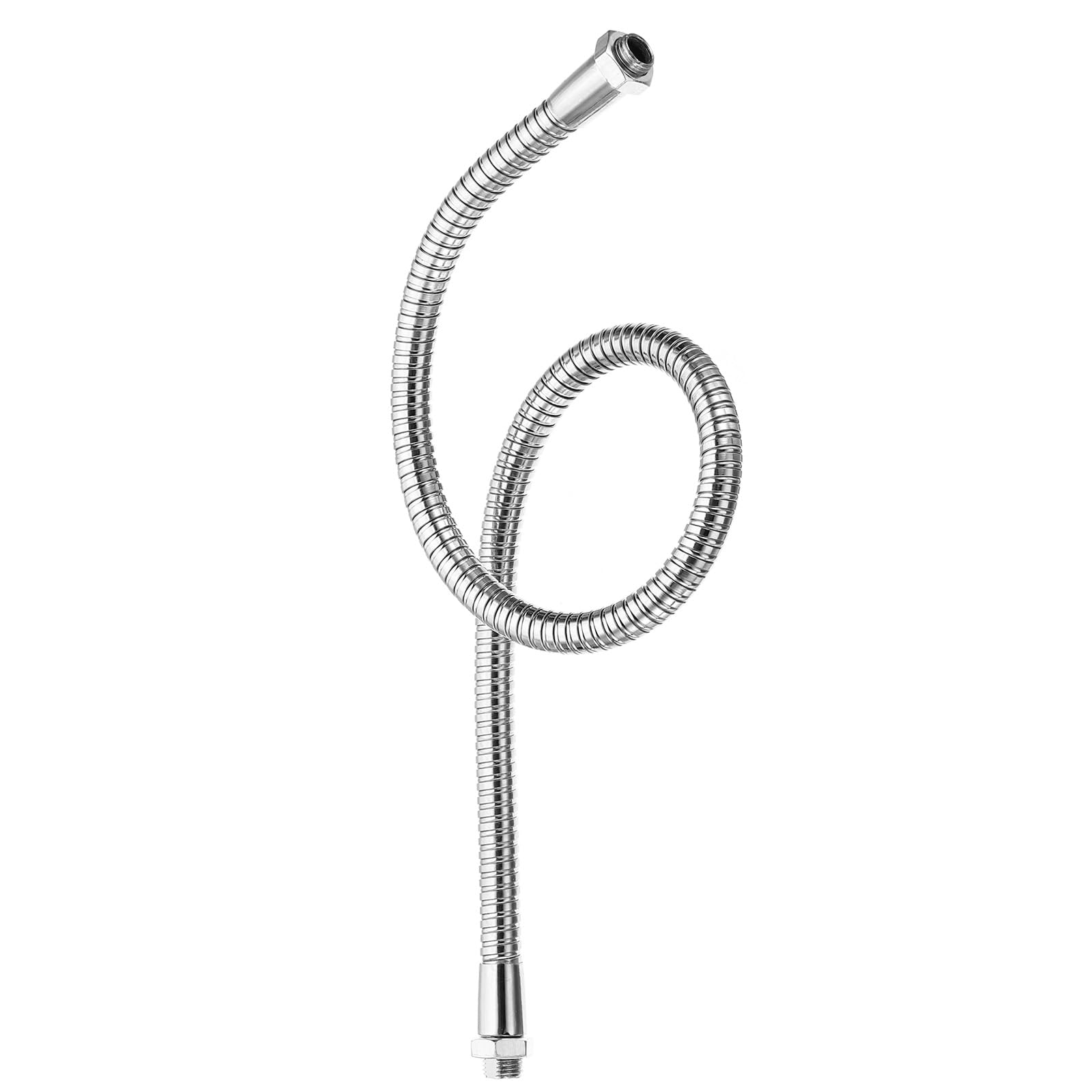 PATIKIL 19.7" Universal Gooseneck Hose, 1 Pcs M10 Fine Thread Bendable Metal Hose Flexible Arm Soft Tube Extension for Lamp, DIY Equipment, Silver Tone