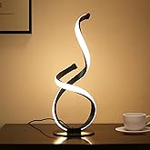JIOODICH. Modern Cool LED Table Lamp, Spiral Touch Control Desk Light | 16", Dimmable, 3 Color Temperature Lamp, Unique Bedside Light for Living Room, Bedroom, Nightstand, Ideal Gift, Black