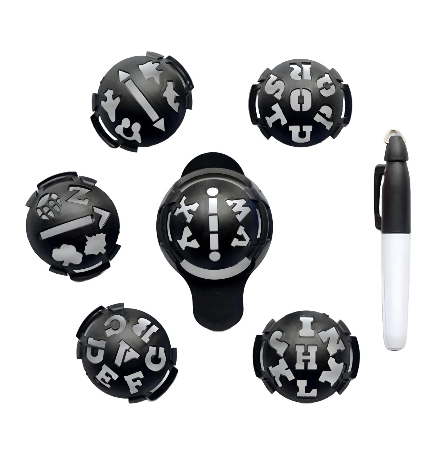 RHINORO Golf Ball Marker Alphabet Stencil MonoGrammer Capital Letter Template (Set of 6 Templates) Drawing Line with Black Pen