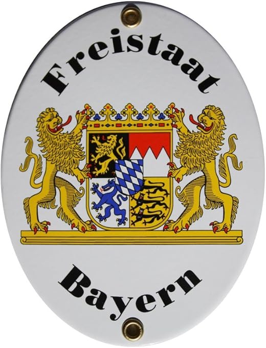 Freistaat Bayern Enamel Sign Freistaat Bayern Enamel Oval 11 5 X 15 Cm Free State Email Amazon De Home Kitchen