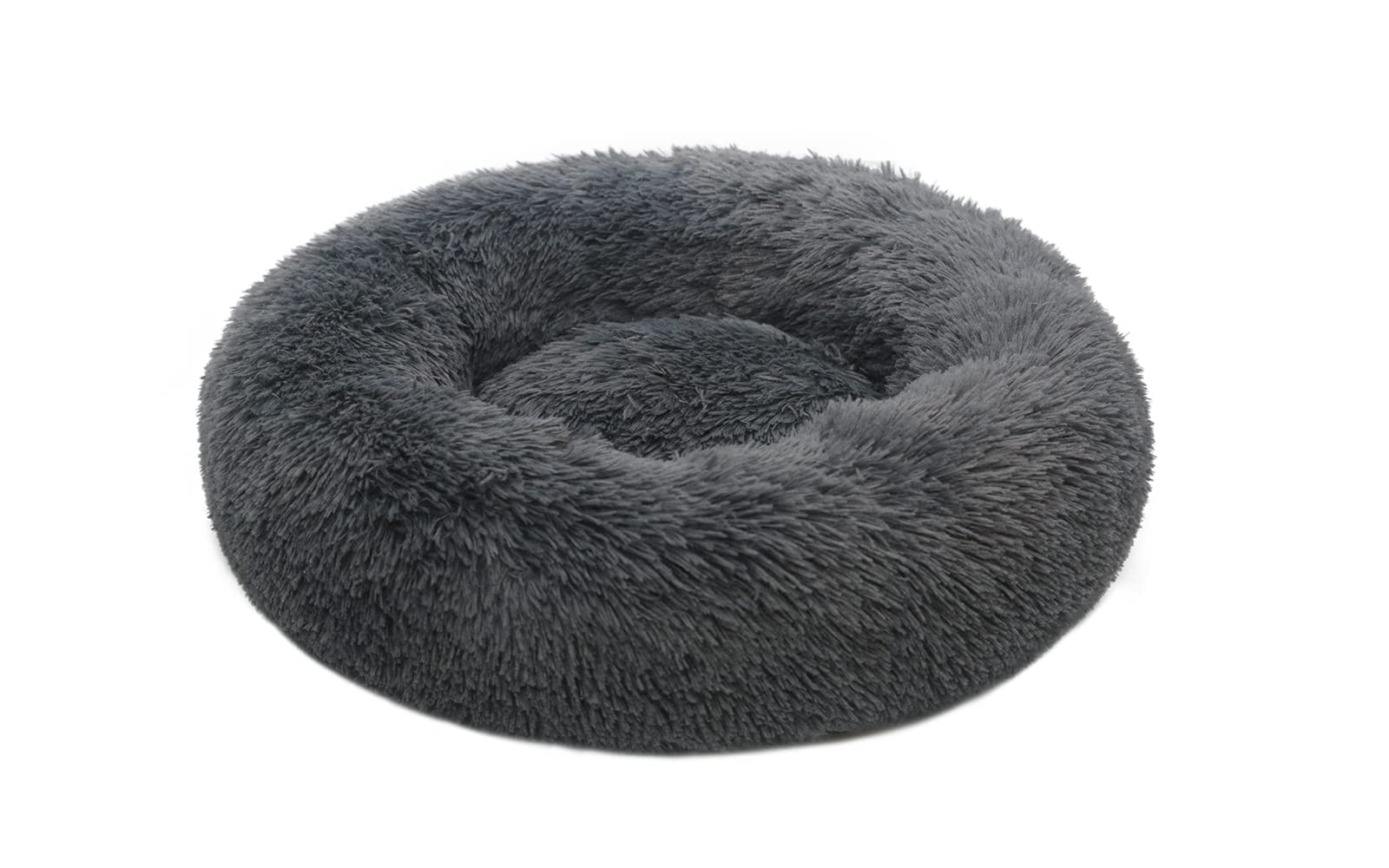 Baguuaray Cat Bed 40cm Puppies Bed for Dog Round Plush Warm Fluffy Anti Anxiety Calming Pet Bed with Anti-Slip Bottom Cushion for Improved Pet Sleep (Dark Grey)