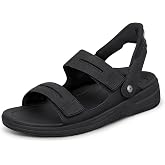Orthofeet Neptune Orthopedic Men's Slip-On Sandals | Hands-Free Water-Friendly Adjustable, Open-Toe, Arch Support, Ergonomic Cushioning, Wide Toe Box for Casual Beach Outings