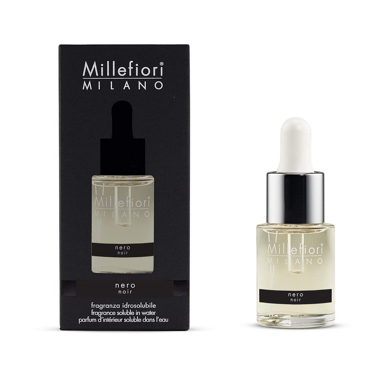 Millefiori Milano Water Soluble Fragrance | For Hydro Ultrasonic Fragrance Diffusers | Nero | 15 ml
