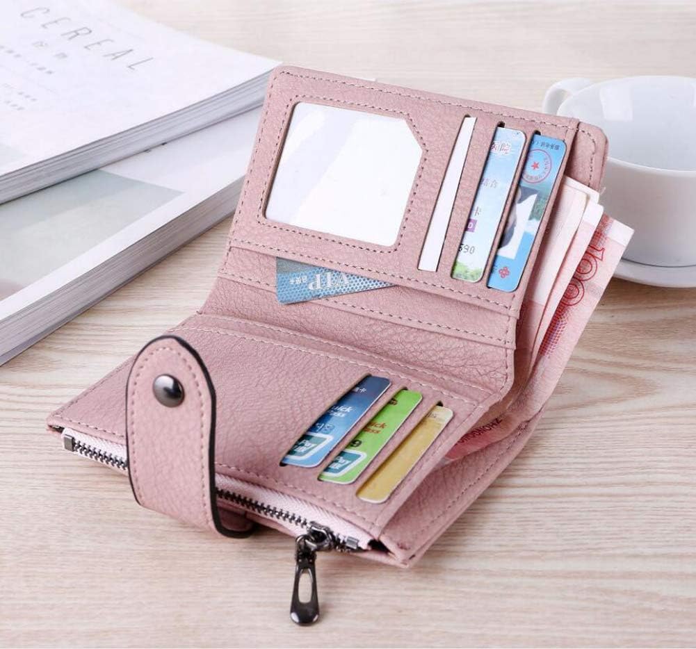 Oyccen Women's PU Leather Wallet with Zipper Pocket Multi-Slots Card Holder Ladies Vintage Short Purse, Pink - Image 4