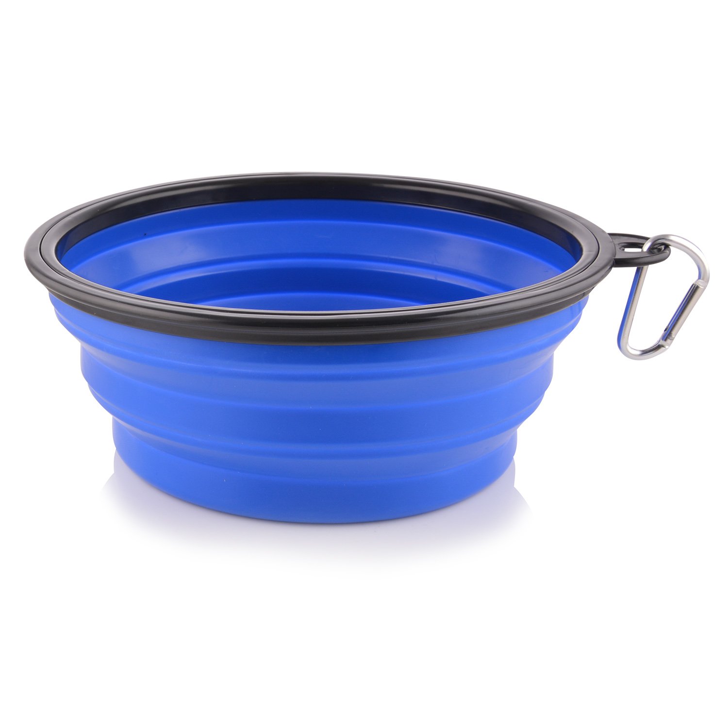 Guardians Extra Large Collapsible Dog Bowl, 102oz Portable Foldable Water Bowls Food Dishes with Carabiner Clip for Travel (Blue)