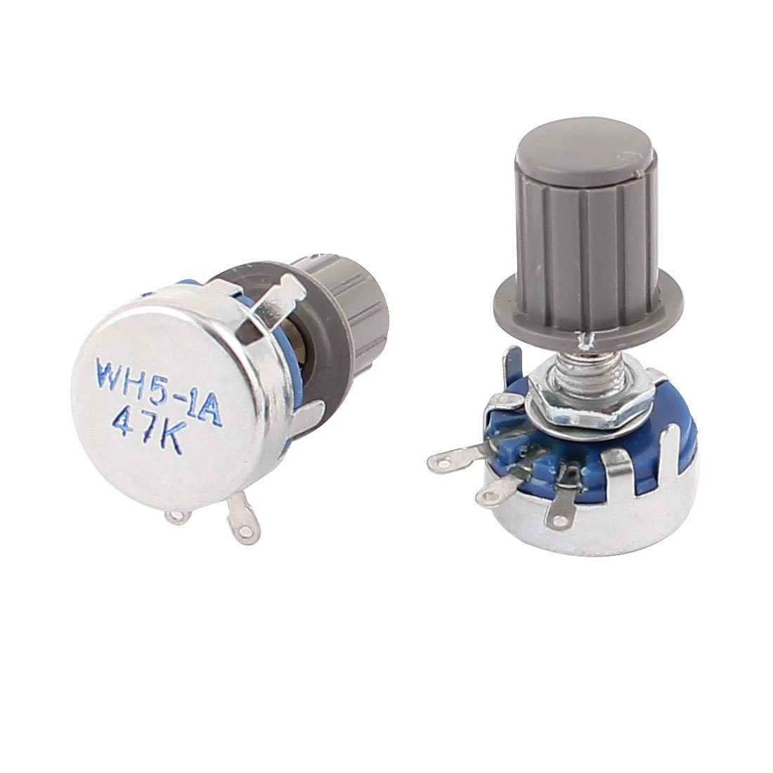 Sourcingmap 2Pcs WH5-1A 47K Ohm Round Shaft Carbon Linear Potentiometer W Knob on
