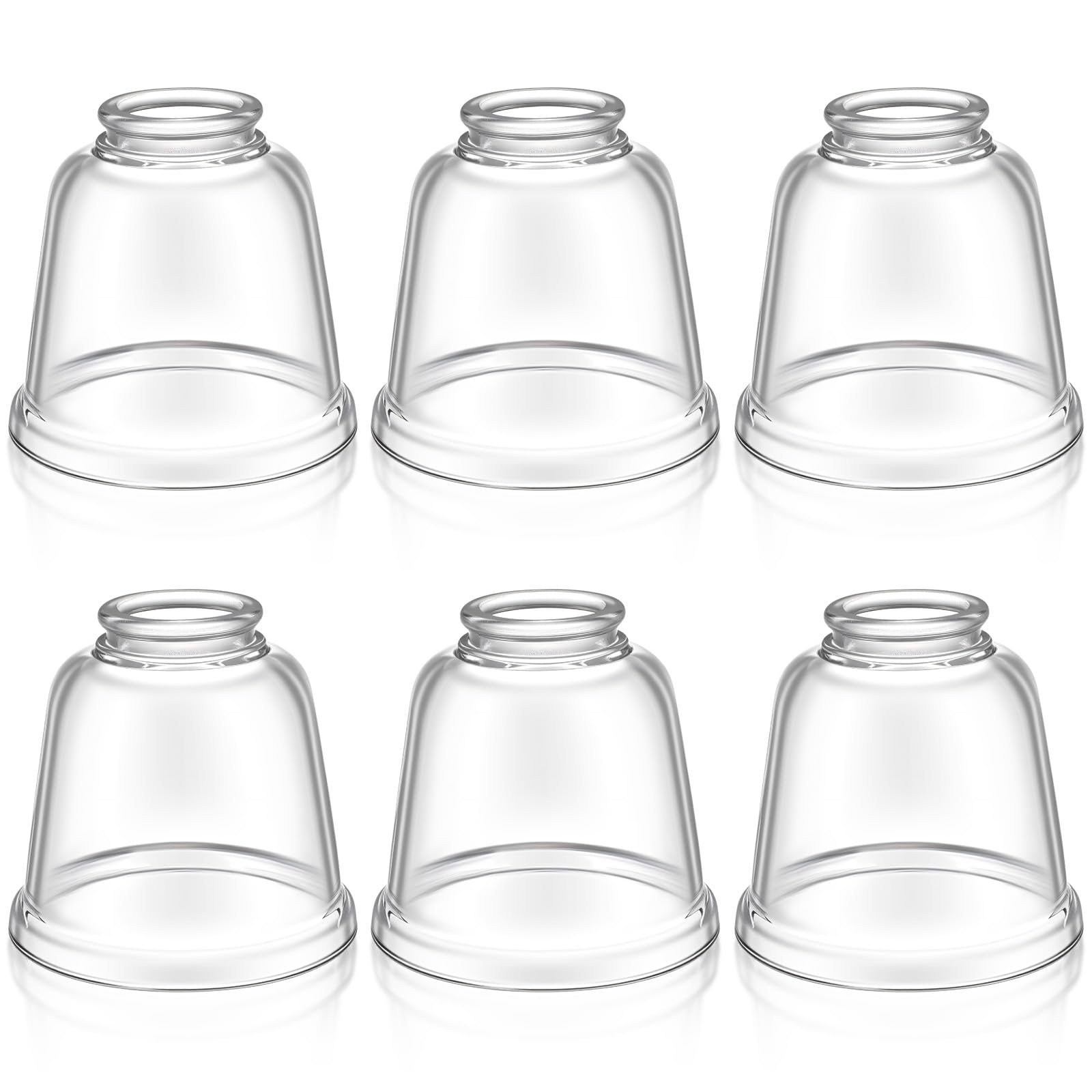 Photo 1 of Teenyyou 6 Pcs Clear Glass Globes for Ceiling Fan Lights Covers Glass Lamp Shade Replacement for Chandelier Table Wall Sconce, 2-1/8" Fitter, 4-5/8" Diameter x 4-1/2" Height