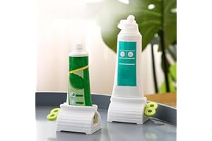 2 Pack Home Toothpaste Squeezer, Toothpaste Squeezer Rollers，Toothpaste Tube Squeezers Clip Holder Stand Winder - Green