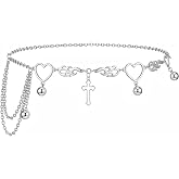 COSUCOS Silver Chain Belt for Women Men, Gothic Punk Waist Chain | Dark Metal Chain with Gothic Details, Suitable for Streetwear, Costume Styling and Alternative Fashion
