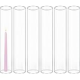 CYS EXCEL 6 PCS (H:16" D:3") Open Ended Clear Glass Hurricane Candleholder Tube Lamp Shade Open Flame Candlestick Holder Chimney Tube Cover Bottomless Cylinder
