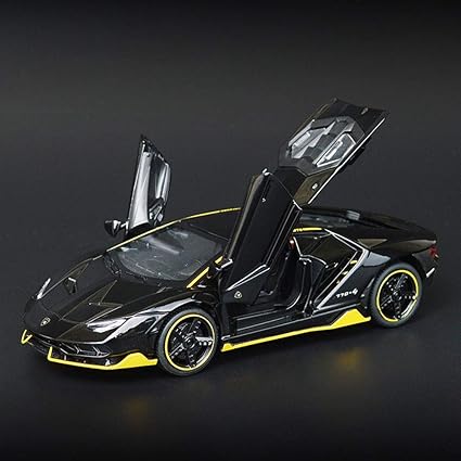 EDTara Simulate Alloy Car Model 4-Door Sound Light Pull Back Toy Car Bright Black