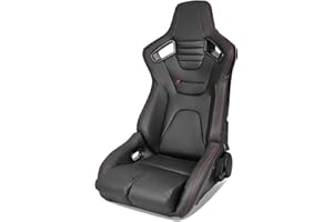 IKON MOTORSPORTS, Universal Bucket Racing Seat Left Driver Side with Dual Slider, Black PU Leather Reclinable