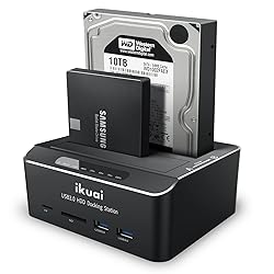 ikuai SATA to USB 3.0 Dual Bay Hard Drive Dock for